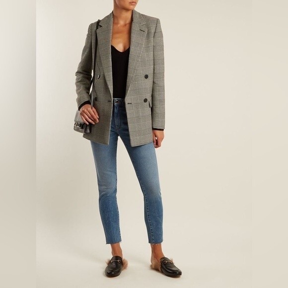 Khaite Alissa Crop Jeans Raw Hem Frayed Cotton Blend Blue Women's Size 28 - Picture 11 of 11